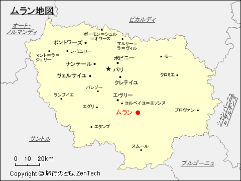 イル・ド・フランスにおけるムラン地図