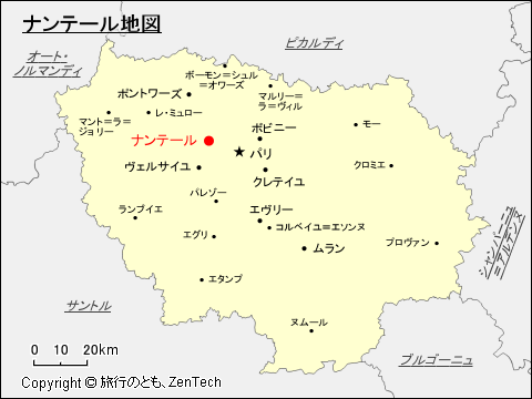 イル・ド・フランスにおけるナンテール地図