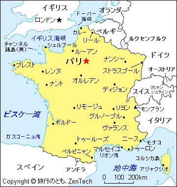 フランス地図 旅行のとも Zentech