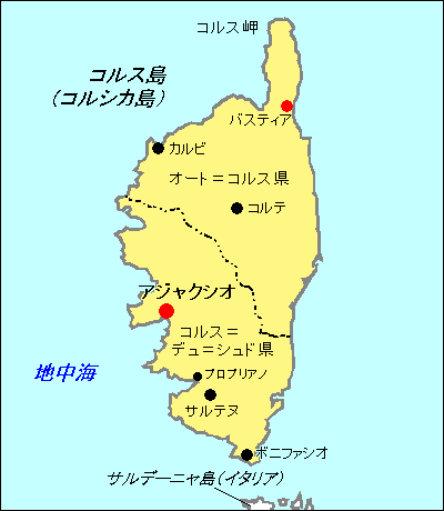 コルス地域圏 地図