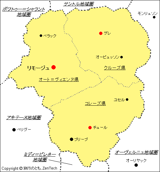 リムーザン地域圏 地図