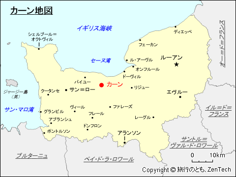 ノルマンディにおけるカーン地図