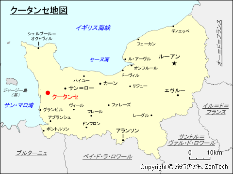 ノルマンディにおけるクータンセ地図