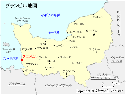 ノルマンディにおけるグランビル地図