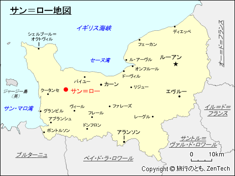 ノルマンディにおけるサン＝ロー地図