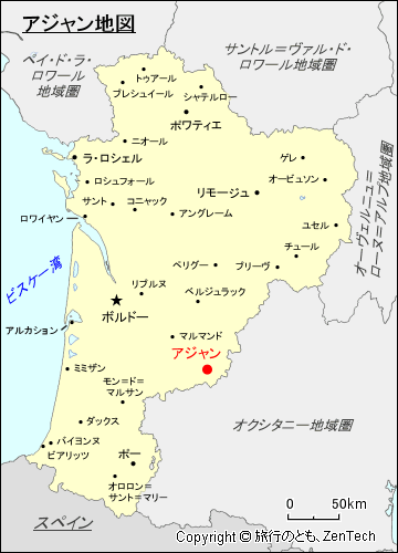 ヌーヴェル＝アキテーヌ地域圏アジャン地図