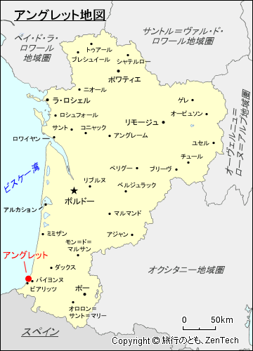 ヌーヴェル＝アキテーヌ地域圏アングレット地図