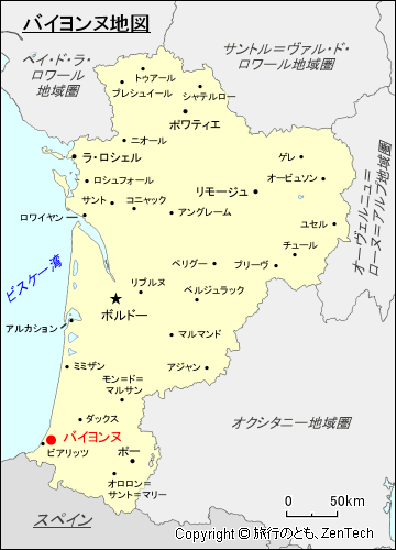 ヌーヴェル＝アキテーヌ地域圏バイヨンヌ地図