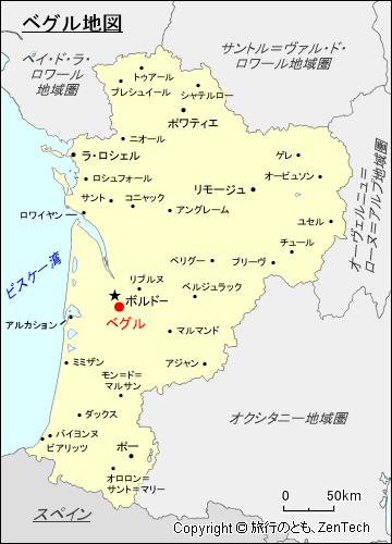 ヌーヴェル＝アキテーヌ地域圏ベグル地図