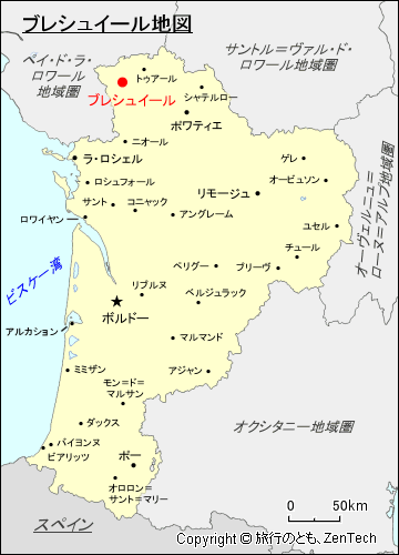 ヌーヴェル＝アキテーヌ地域圏ブレシュイール地図