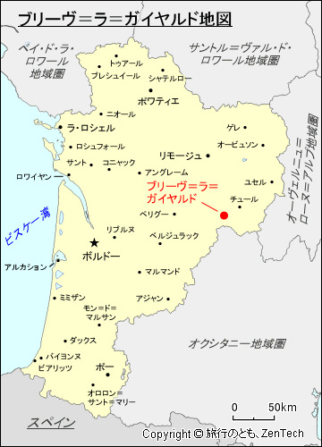 ヌーヴェル＝アキテーヌ地域圏ブリーヴ＝ラ＝ガイヤルド地図