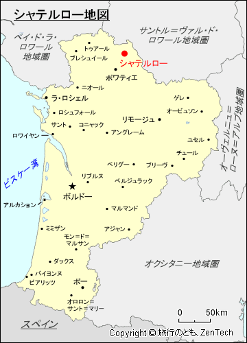 ヌーヴェル＝アキテーヌ地域圏シャテルロー地図