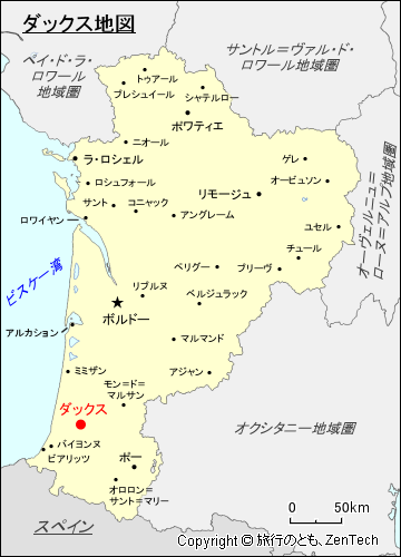 ヌーヴェル＝アキテーヌ地域圏ダックス地図