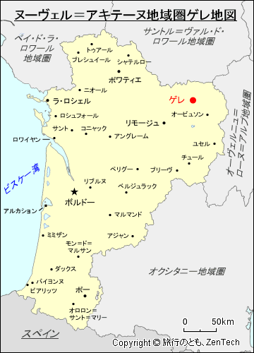 ヌーヴェル＝アキテーヌ地域圏ゲレ地図