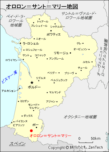 ヌーヴェル＝アキテーヌ地域圏オロロン＝サント＝マリー地図