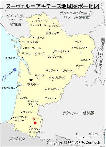 ヌーヴェル＝アキテーヌ地域圏ポー地図