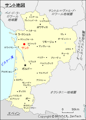 ヌーヴェル＝アキテーヌ地域圏サント地図