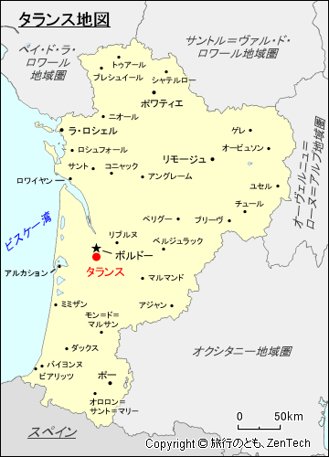 ヌーヴェル＝アキテーヌ地域圏タランス地図