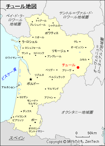 ヌーヴェル＝アキテーヌ地域圏チュール地図