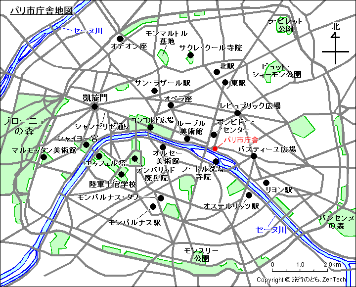 パリ市庁舎地図
