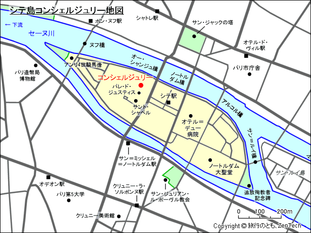 シテ島コンシェルジュリー地図