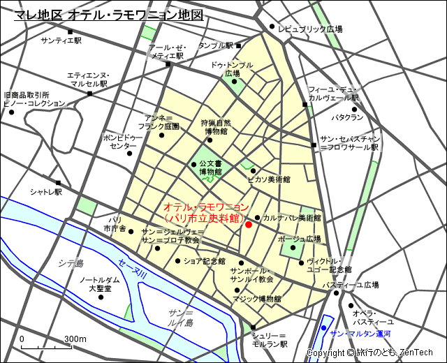 マレ地区 オテル・ラモワニョン地図