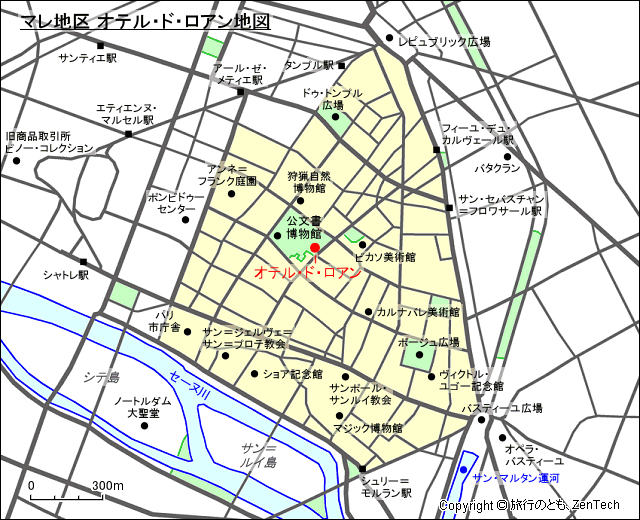 マレ地区 オテル・ド・ロアン地図