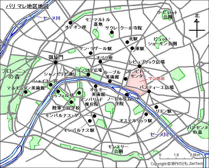 パリ マレ地区地図