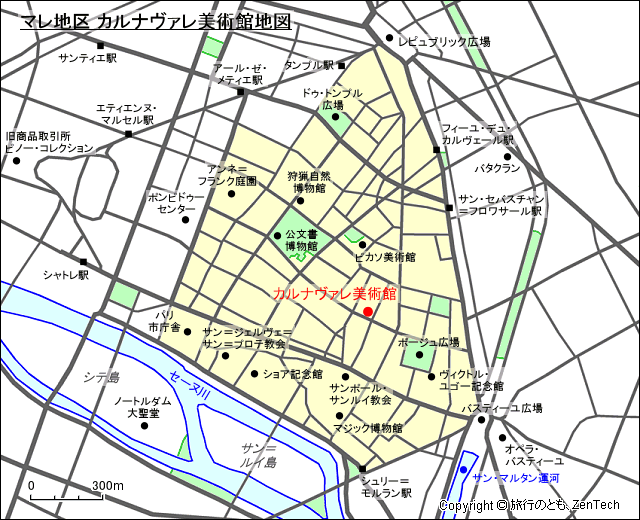 マレ地区 カルナヴァレ美術館地図