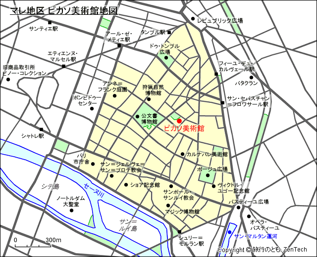 マレ地区 ピカソ美術館地図