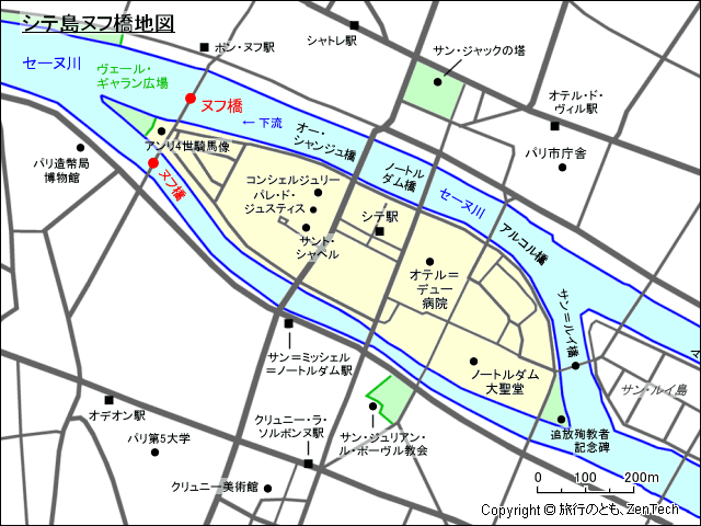 シテ島ヌフ橋地図