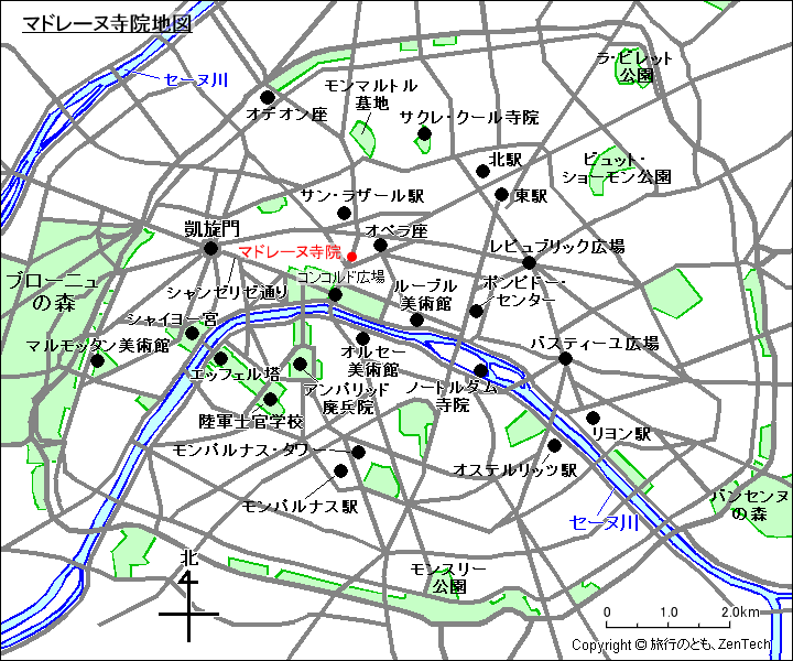 マドレーヌ寺院地図