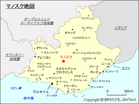 プロヴァンス＝アルプ＝コート・ダジュールにおけるマノスク地図