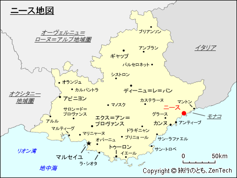 プロヴァンス＝アルプ＝コート・ダジュールにおけるニース地図