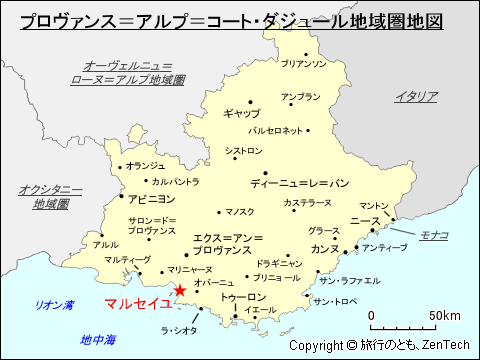 プロヴァンス＝アルプ＝コート・ダジュール地域圏地図