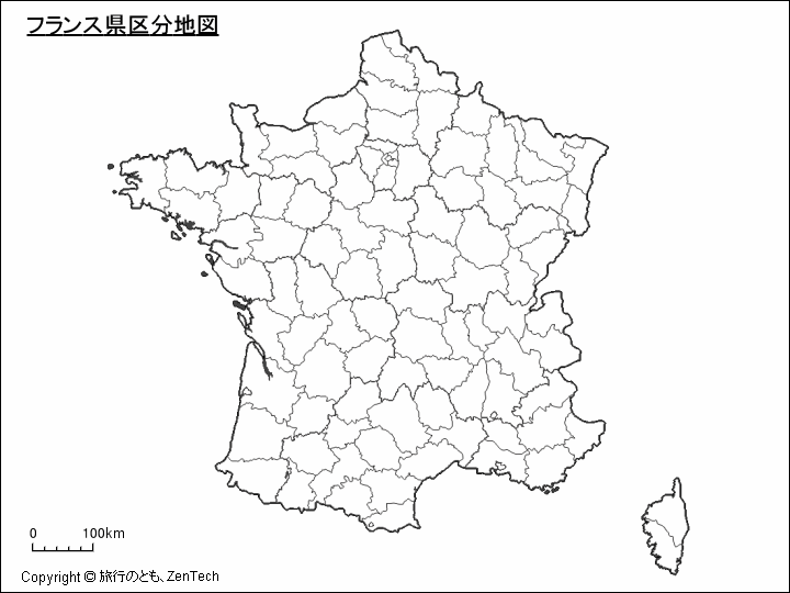 フランス県区分地図 旅行のとも Zentech