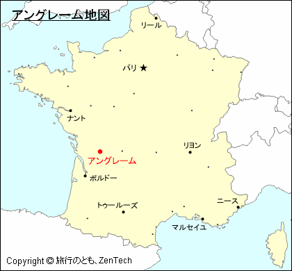 フランスにおけるアングレーム地図