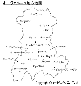 オーヴェルニュ地方地図