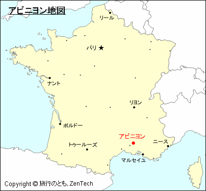 フランスにおけるアビニヨン地図