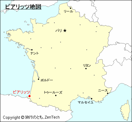 フランスにおけるビアリッツ地図