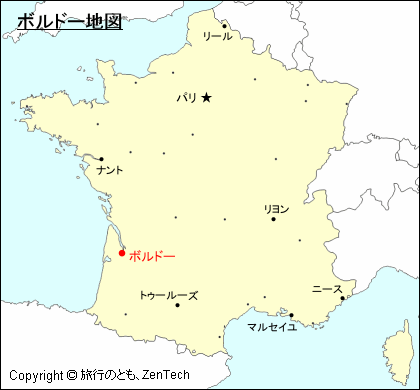 フランスにおけるボルドー地図