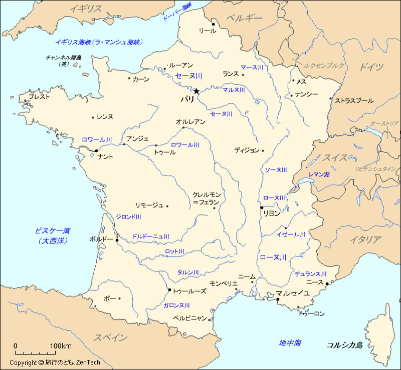 フランス地図 旅行のとも Zentech