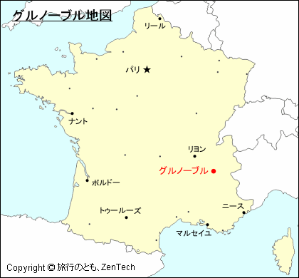 フランスにおけるグルノーブル地図