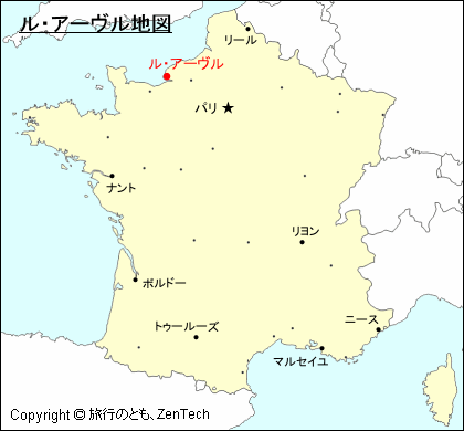 フランスにおけるル・アーヴル地図