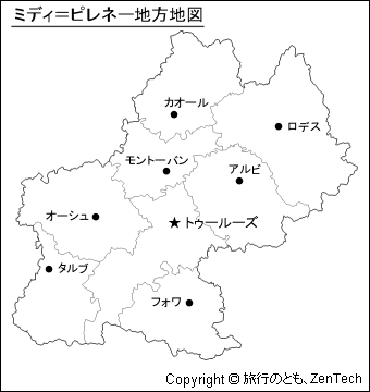 ミディ＝ピレネー地方地図