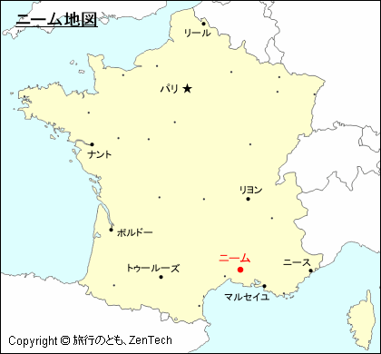 フランスにおけるニーム地図