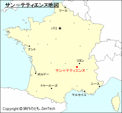 フランスにおけるサン＝テティエンヌ地図