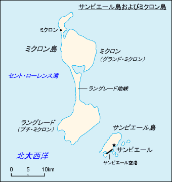 サンピエール島およびミクロン島地図