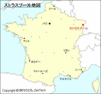 フランスにおけるストラスブール地図