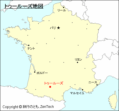 フランスにおけるトゥールーズ地図